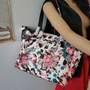 Fossil Floral Tote Bag - Pink, Blue, Black